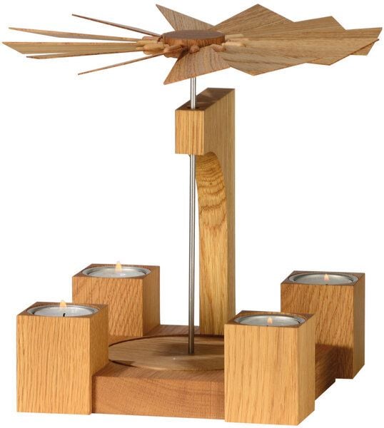 KWO Olbernhau Moderne Pyramide natur geölt aus dem Erzgebirge für Teelichter von KWO Olbernhau