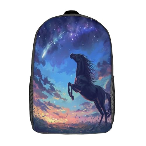 Feld Black Pferd Schultasche Nachthimmel Teenager Schulrucksack Jugendliche Groß Rucksack Schule Daypacks Kinder Schulranzen Lässiger Tagesrucksack 17inch Feld Black Pferd Schultasche Nachthimmel Teenager Schulrucksack Jugendliche Groß Rucksack Schule Daypacks Kinder Schulranzen Lässiger Tagesrucksack 17inch von KWPGMDRY
