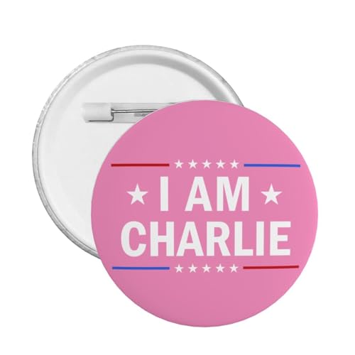 1 Stück „Ich bin Charlie Kirk-Anstecker und Gedenktafel „Ruhe in Frieden, Held Charlie Kirk, Knopf, runde Abzeichen, Brustbrosche, Dekoration von KWQDOZF