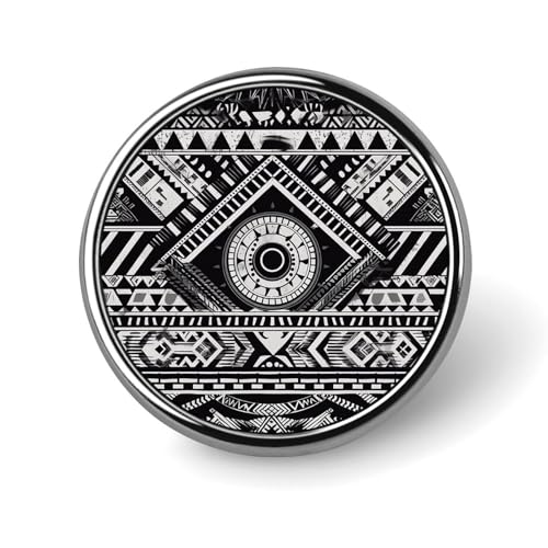 Abzeichen mit schwarz-weißem Muster, dekorativ, langlebige runde Abzeichen aus Aluminiumlegierung, leichte Knopfbrosche für Hemden, Jacken, Hüte, Uniformen, 2,5 cm von KWQDOZF