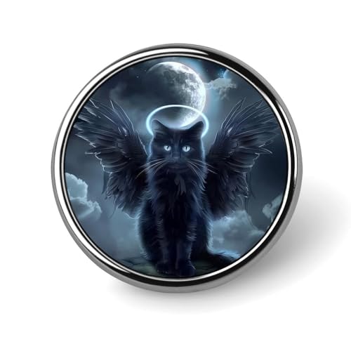 Angel Cats Black Round Brooch Pin Badge Lapel Tie Pin for Women Men Office Worker Teacher Decor Angel Cats Black Round Brooch Pin Badge Lapel Tie Pin for Women Men Office Worker Teacher Decor von KWQDOZF