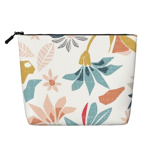 Art Reise-Make-up-Tasche mit großer Kapazität für Damen, wasserdichte, einlagige, tragbare Kosmetiktasche aus Hanfimitat mit Reißverschluss, Kosmetik-Organizer-Tasche von KWQDOZF