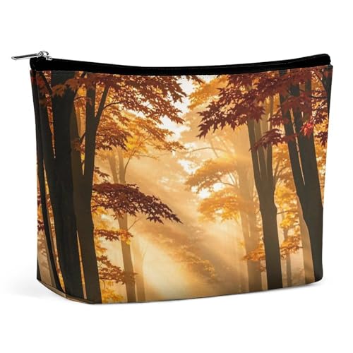 Autumn Mist Park Make-up-Tasche für Damen, tragbar, wasserdicht, ästhetisch, tragbar, für unterwegs von KWQDOZF