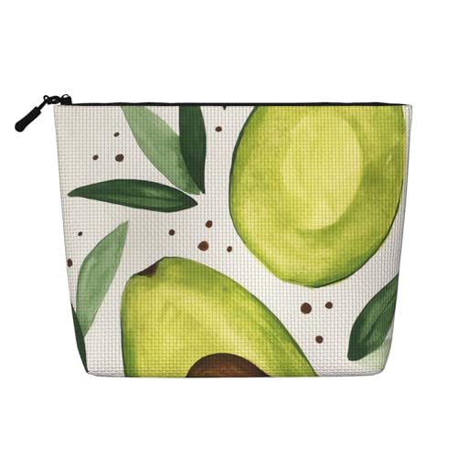 Avocado-Make-up-Tasche, Reisetasche mit großem Fassungsvermögen für Damen, wasserdichte, einlagige, tragbare Kosmetiktasche aus Hanfimitat mit Reißverschluss von KWQDOZF