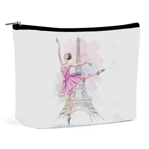 Ballerina Mädchen Eiffelturm Make-up Tasche von KWQDOZF