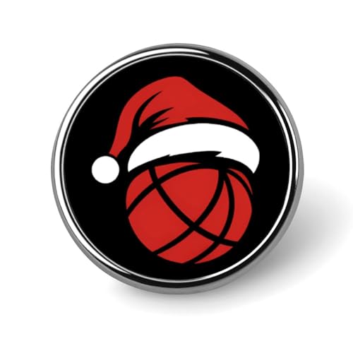 Basketball-Weihnachts-Brosche, rund, Anstecknadel, Knopf, Revers, Krawatte, Abzeichen, Hut, Kleidung, Zubehör für Männer und Frauen von KWQDOZF