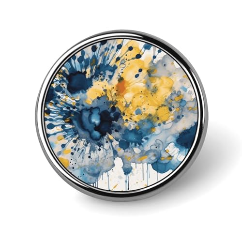 Blaue und gelbe Abzeichen, dekorativ, langlebige runde Abzeichen aus Aluminiumlegierung, leichte Knopfbrosche für Hemden, Jacken, Hüte, Uniformen, 2,5 cm von KWQDOZF