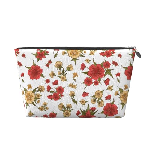 Blume Make-Up Tasche Für Frauen Kosmetik Taschen Make-Up Veranstalter Reise Tasche Leder von KWQDOZF