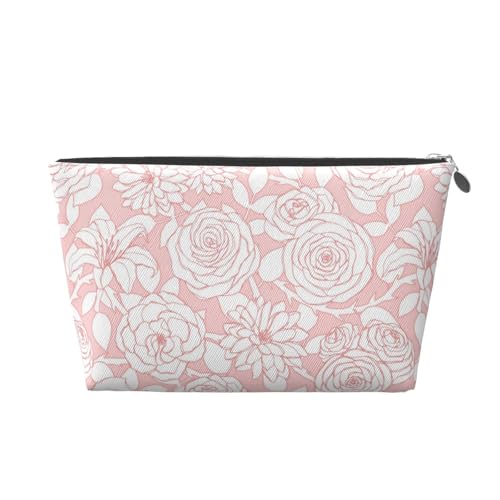 Blumen-Make-up-Taschen für Frauen, Geldbörse, Reißverschluss, Kosmetiktasche, große Reise-Make-up-Organizer, Werkzeugtasche von KWQDOZF