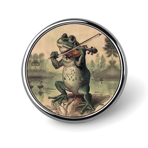 Brosche im Vintage-Stil mit Frosch-Geige, rund, Anstecknadel, Revers, Krawattennadel für Damen und Herren, Büroangestellte, Lehrer, Dekoration Brosche im Vintage-Stil mit Frosch-Geige, rund, Anstecknadel, Revers, Krawattennadel für Damen und Herren, Büroangestellte, Lehrer, Dekoration von KWQDOZF