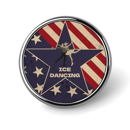 Brosche im Vintage-Stil mit amerikanischer Flagge und Eistanz, rund, Anstecknadel, Revers, Krawattennadel für Damen und Herren, Büroangestellte, Lehrer, Dekoration Brosche im Vintage-Stil mit amerikanischer Flagge und Eistanz, rund, Anstecknadel, Revers, Krawattennadel für Damen und Herren, Büroangestellte, Lehrer, Dekoration von KWQDOZF