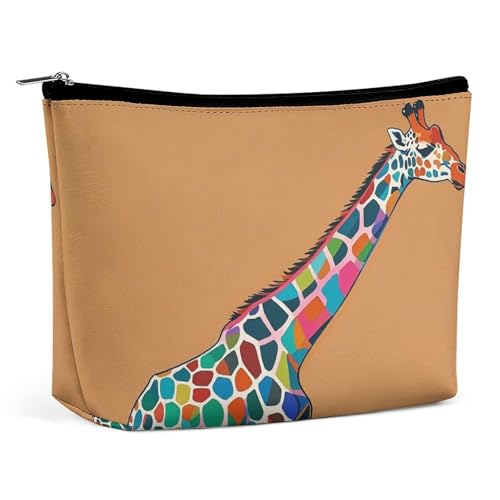 Bunte Giraffen-Make-up-Tasche für Frauen, tragbar, wasserdicht, ästhetisch, tragbar, für Reisen und Arbeit von KWQDOZF