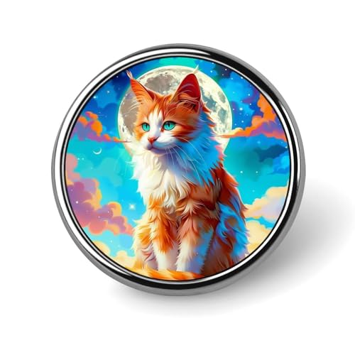 Bunte orangefarbene Katzen-Brosche, rund, Anstecknadel, Revers, Krawattennadel für Damen und Herren, Büroangestellte, Lehrer, Dekoration Bunte orangefarbene Katzen-Brosche, rund, Anstecknadel, Revers, Krawattennadel für Damen und Herren, Büroangestellte, Lehrer, Dekoration von KWQDOZF