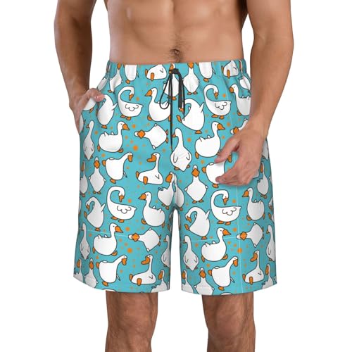Cartoon Lustige Gans Herren Badehose Schnell Trocknend Männer Strand Shorts Strand Urlaub Party Casual Gedruckt Badehose von KWQDOZF