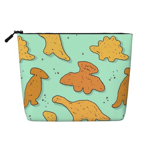 Cookie-Dinosaurier-Make-up-Tasche, Reisetasche mit großem Fassungsvermögen für Damen, wasserdichte, einlagige, tragbare Kosmetiktasche aus Hanfimitat mit Reißverschluss von KWQDOZF
