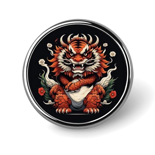 Cool Tiger Funny Round Lapel Pins Metal Button Brooch Badge Tie Hats Clothes Decoration for Men Women von KWQDOZF