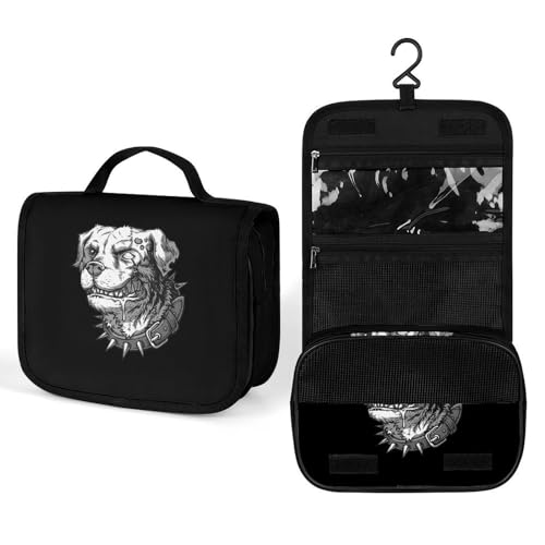 Crazy Bulldog Reise-Kulturtasche, vollflächig Bedruckt, Wasch- und Make-up-Tasche, tragbarer Kosmetik-Organizer mit Haken, Handtasche, 22,5 x 18,5 cm, Stil, 202402239 von KWQDOZF