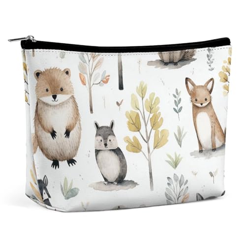 Creatures PU-Leder Reise-Make-up-Tasche Kosmetiktasche für Frauen Tragbare Handtasche Verschluss Organizer von KWQDOZF