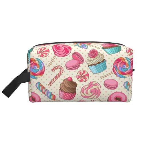 Cupcake-Donut-Kosmetiktasche für Damen, Bunte Dessert-Make-up-Tasche, tragbare Toiletten-Organizer-Tasche, Reisezubehör, Geschenk von KWQDOZF