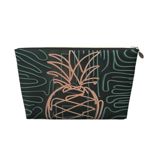 Curved Pine Damen-Make-up-Tasche mit Aufdruck, große Kapazität, Reise-Make-up-Tasche aus Leder, wasserdicht, Kulturbeutel, Rasierbeutel, Geldbörse von KWQDOZF