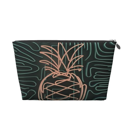 Curved Pine Damen-Make-up-Tasche mit Aufdruck, große Kapazität, Reise-Make-up-Tasche aus Leder, wasserdicht, Kulturbeutel, Rasierbeutel, Geldbörse von KWQDOZF