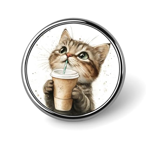 Cute Cat Drinking Tea Funny Round Lapel Pins Metal Button Brooch Badge Tie Hats Clothes Decoration for Men Women Cute Cat Drinking Tea Funny Round Lapel Pins Metal Button Brooch Badge Tie Hats Clothes Decoration for Men Women von KWQDOZF