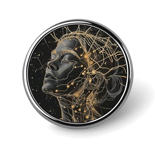 Dekorative Brosche im Goldfaden-Stil, modische Anstecknadeln für Damen und Herren, Reversabzeichen, lustige Broschen für Anzüge, Kleidung, Jacken, Hüte, Rucksäcke, Geldbörsen, Taschenzubehör, rund von KWQDOZF