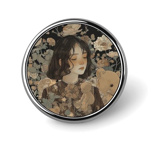 Dekorative Brosche mit Blumen und Mädchen, modische Anstecknadeln für Damen und Herren, Reversabzeichen, lustige Broschen für Anzüge, Kleidung, Jacken, Hüte, Rucksäcke, Geldbörsen, Taschenzubehör, run von KWQDOZF