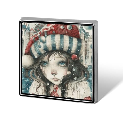 Dekorative Brosche mit Wintermädchen-Zeichnungen, modische Anstecknadeln für Damen und Herren, Reversabzeichen, lustige Broschen für Anzüge, Kleidung, Jacken, Hüte, Rucksäcke, Geldbörsen, Taschenzubeh von KWQDOZF