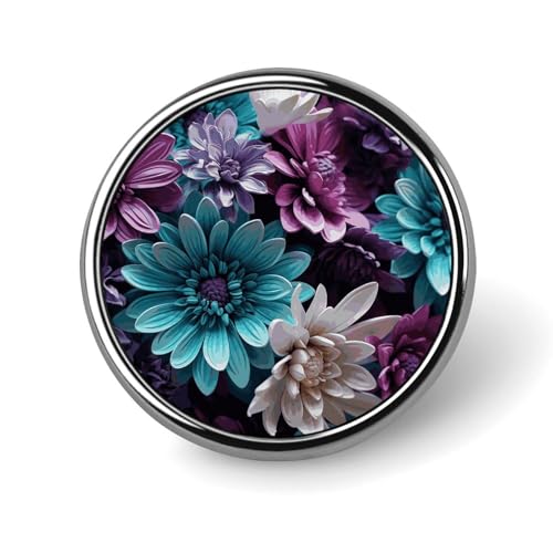 Dekorative Brosche mit lila und blaugrünen Blumen, modische Anstecknadeln für Damen und Herren, Reversabzeichen, lustige Broschen für Anzüge, Kleidung, Jacken, Hüte, Rucksäcke, Geldbörsen, Taschenzube von KWQDOZF