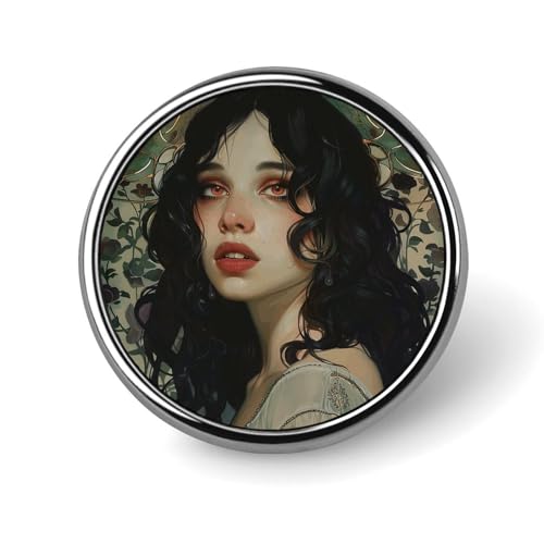 Dekorative Brosche mit schwarzen Haaren und roten Augen, modische Anstecknadeln für Damen und Herren, Anstecknadel, lustige Broschen für Anzüge, Kleidung, Jacken, Hüte, Rucksäcke, Geldbörsen, Taschenz von KWQDOZF