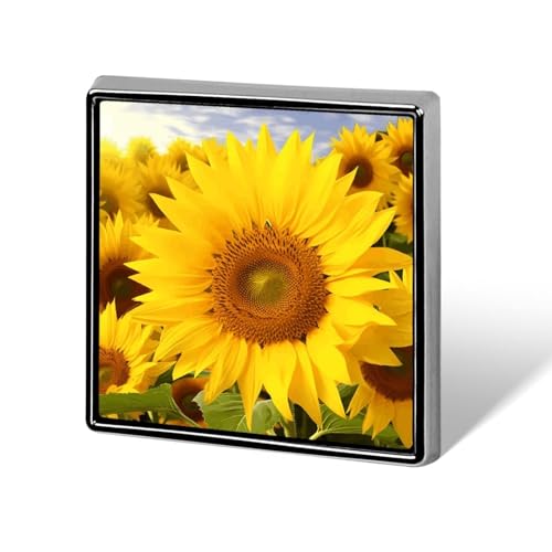 Dekorative Sonnenblumen-Brosche, modische Anstecknadeln für Damen und Herren, Reversabzeichen, lustige Broschen für Anzüge, Kleidung, Jacken, Hüte, Rucksäcke, Geldbörsen, Taschenzubehör, quadratisch von KWQDOZF