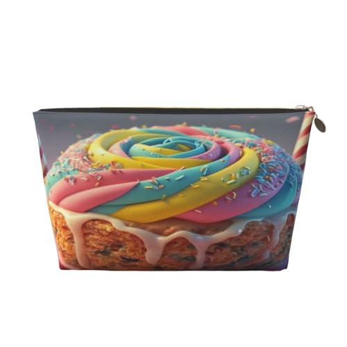 Dessert Damen-Make-up-Tasche mit Aufdruck, große Kapazität, Reise-Make-up-Tasche, Leder, wasserdicht, Kulturbeutel, Rasierbeutel, Geldbörse von KWQDOZF