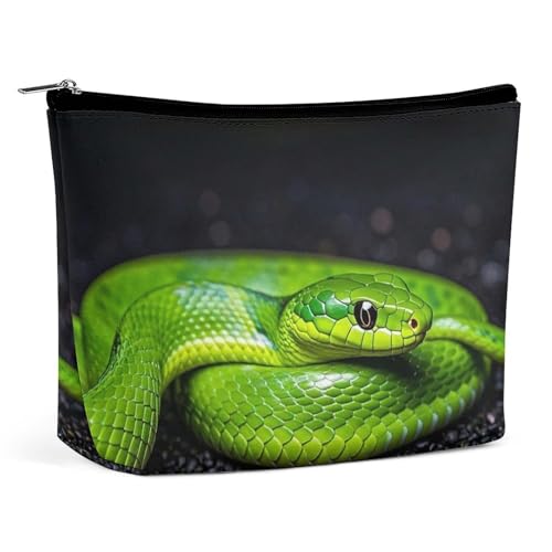 Die grüne Schlange Make-up-Tasche für Frauen Tragbare Kosmetiktasche wasserdichte Ästhetische Handtasche Reisearbeit von KWQDOZF