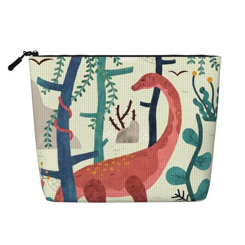 Dinosaurier-Make-up-Tasche, große Kapazität für Reisen für Frauen, wasserdichte, einlagige, tragbare Kosmetiktasche aus Hanfimitat mit Reißverschluss von KWQDOZF