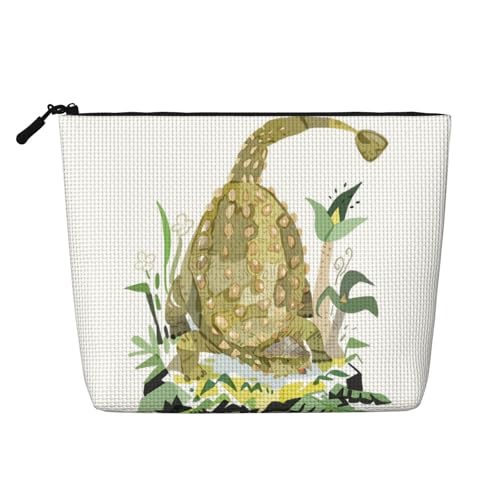 Dinosaurier-Make-up-Tasche, große Kapazität für Reisen für Frauen, wasserdichte einlagige tragbare Kosmetiktasche aus Hanfimitat mit Reißverschluss von KWQDOZF