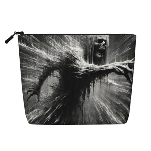 Don't Go Große Reise-Make-up-Tasche für Damen, wasserdichte, einlagige, tragbare Kosmetiktasche aus Hanfimitat mit Reißverschluss, Kosmetik-Organizer-Tasche von KWQDOZF