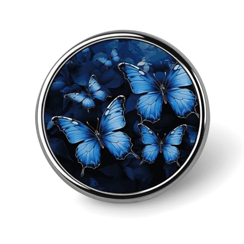 Dunkelblaue Schmetterlingsabzeichen, dekorativ, langlebige runde Abzeichen aus Aluminiumlegierung, leichte Knopfbrosche für Hemden, Jacken, Hüte, Uniformen, 2,5 cm von KWQDOZF