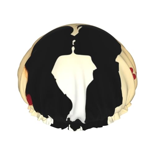 Duschhaube für Damen mit Silhouetten-Paar-Küss-Aufdruck, doppellagig, wasserdicht, Badehaube, elastisch, wiederverwendbar, Duschhut, Haarschutz, Badehut für Spa-Salon, Baden, Damen Duschhaube für Damen mit Silhouetten-Paar-Küss-Aufdruck, doppellagig, wasserdicht, Badehaube, elastisch, wiederverwendbar, Duschhut, Haarschutz, Badehut für Spa-Salon, Baden, Damen von KWQDOZF