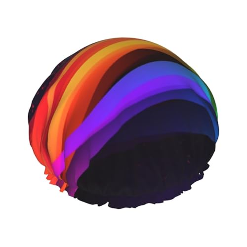 Duschhaube mit Gummizug, wiederverwendbare Badehaube für Damen, weiche, doppellagige, wasserdichte Haarhaube, einfache, farbenfrohe Duschhauben für langes, kurzes und lockiges Haar von KWQDOZF