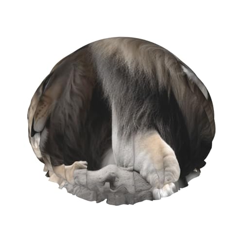 Duschhaube mit Gummizug, wiederverwendbare Badehaube für Damen, weiche doppellagige, wasserdichte Haarhaube, Duschhauben für männliche und weibliche Löwen, für langes, kurzes und lockiges Haar von KWQDOZF