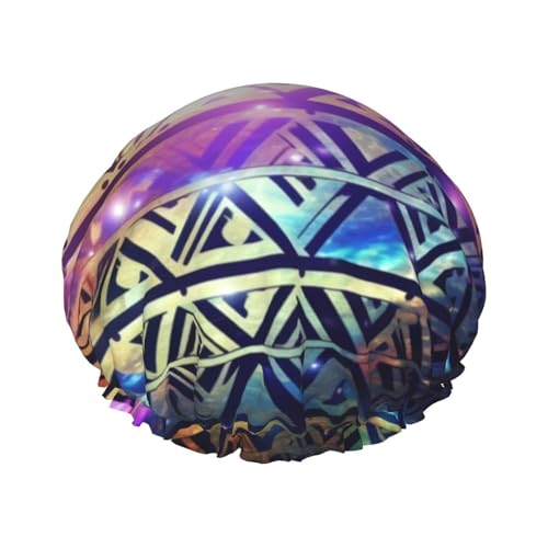 Duschhaube mit Gummizug, wiederverwendbare Badehaube für Damen, weiche doppellagige, wasserdichte Haarhaube, Duschhauben mit glänzendem Muster für langes, kurzes und lockiges Haar von KWQDOZF