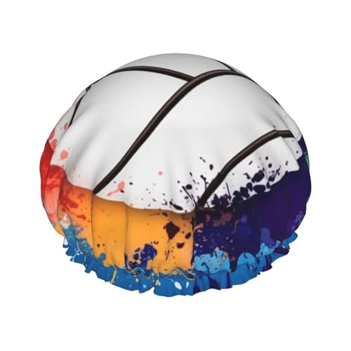 Duschhaube mit Gummizug, wiederverwendbare Badehaube für Damen, weiche doppellagige, wasserdichte Haarhaube, farbige Baseball-Duschhauben für langes, kurzes und lockiges Haar von KWQDOZF