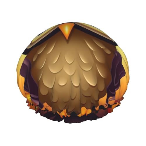 Duschhaube mit Gummizug, wiederverwendbare Badehaube für Damen, weiche doppellagige, wasserdichte Haarhaube, süße Halloween-Eulen-Duschhauben für langes, kurzes und lockiges Haar von KWQDOZF