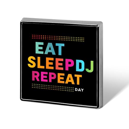 Eat Sleep Dj Repeat Quadratische Revers-Krawattennadeln, lustige Brosche, Anstecknadel, Knopf, Abzeichen, Hut, Kleidung, Zubehör für Männer und Frauen Eat Sleep Dj Repeat Quadratische Revers-Krawattennadeln, lustige Brosche, Anstecknadel, Knopf, Abzeichen, Hut, Kleidung, Zubehör für Männer und Frauen von KWQDOZF