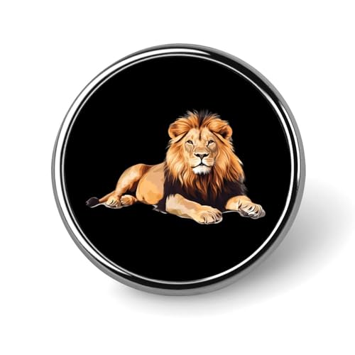 Ein männlicher Löwe, modische runde Brosche, Anstecknadeln, Abzeichen für Tasche, Hemd, Hochzeit, Party, individueller Schmuck von KWQDOZF