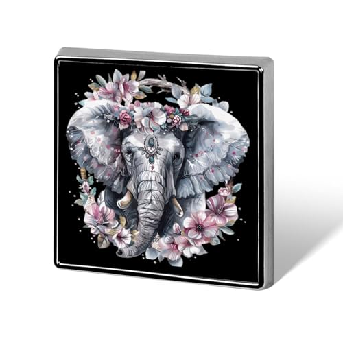 Elefant mit Boho-Blume, lustige Anstecknadeln, Knopf, Brosche, Abzeichen, Hut, Kleidung, Tasche, Schmuck für Männer und Frauen von KWQDOZF