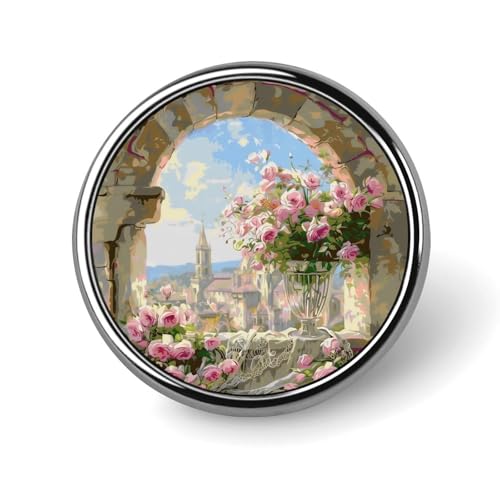 Elegante Vase mit Blumen, runde Brosche, Anstecknadel, Revers, Krawattennadel für Frauen und Männer, Büroangestellte, Lehrer, Dekoration Elegante Vase mit Blumen, runde Brosche, Anstecknadel, Revers, Krawattennadel für Frauen und Männer, Büroangestellte, Lehrer, Dekoration von KWQDOZF