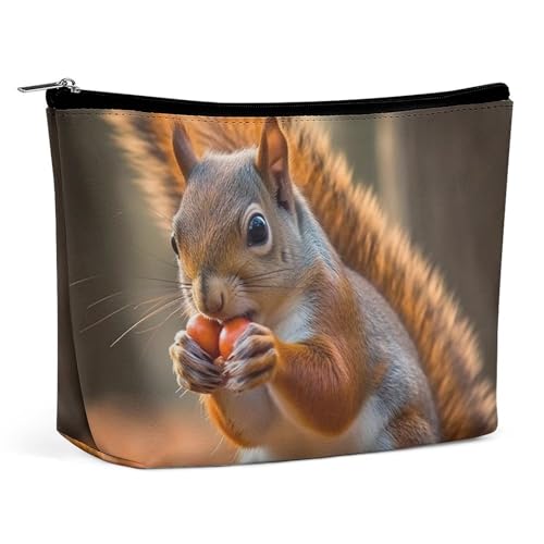 Entzückende Tier-Make-up-Tasche aus PU-Leder, Reise-Kosmetiktasche für Frauen, tragbarer Handtaschenverschluss-Organizer von KWQDOZF