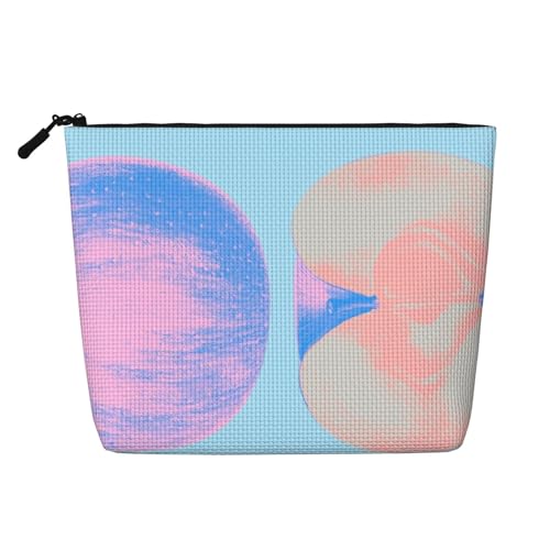 Fantasy Reise-Make-up-Tasche mit großer Kapazität für Damen, wasserdichte, einlagige, tragbare Kosmetiktasche aus Hanfimitat mit Reißverschluss, Kosmetik-Organizer-Tasche von KWQDOZF